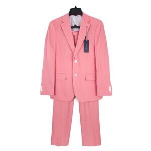 Tommy Hilfiger Mens Modern Fit Linen 2 Piece Suit 42S 33x30 Light Red Solid NWT